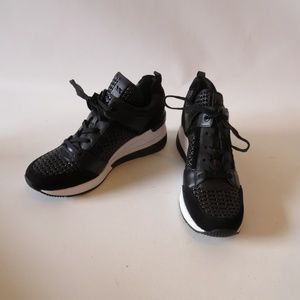 michael michael kors georgie woven leather trainer